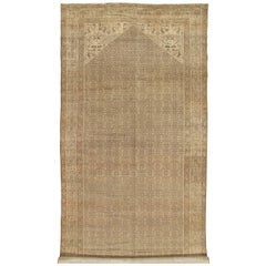 Antiker antiker Malayer-Teppich, handgefertigter orientalischer Teppich, Elfenbein, Taupe, Grau, Hellbraun