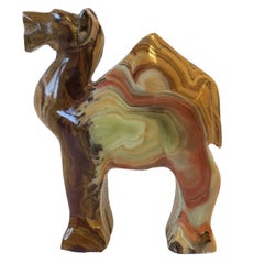 Onyx Marble Camel Sculpture, circa 1970s