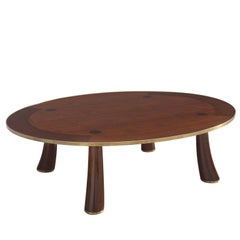 Dunbar Oval Rosewood and Brass Brimmed Coffee Table