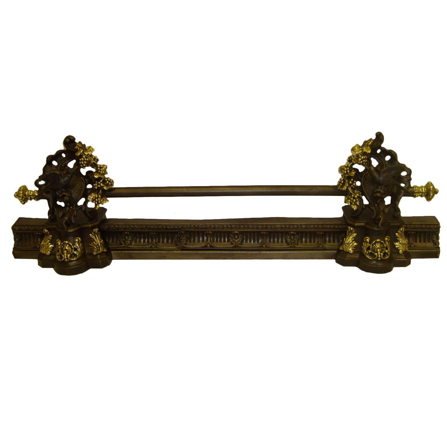 French Iron and Brass Bar or Fender, 19th Century