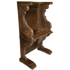 Early Gothic Medieval Cathedral Solid Oak Misericord Bench Chair