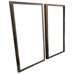 Two Large Full Length Brass Framed Mirrors