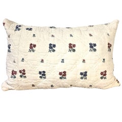 Late 18th Century French Antique Wool Woven on Linen Flower Motif Pillow