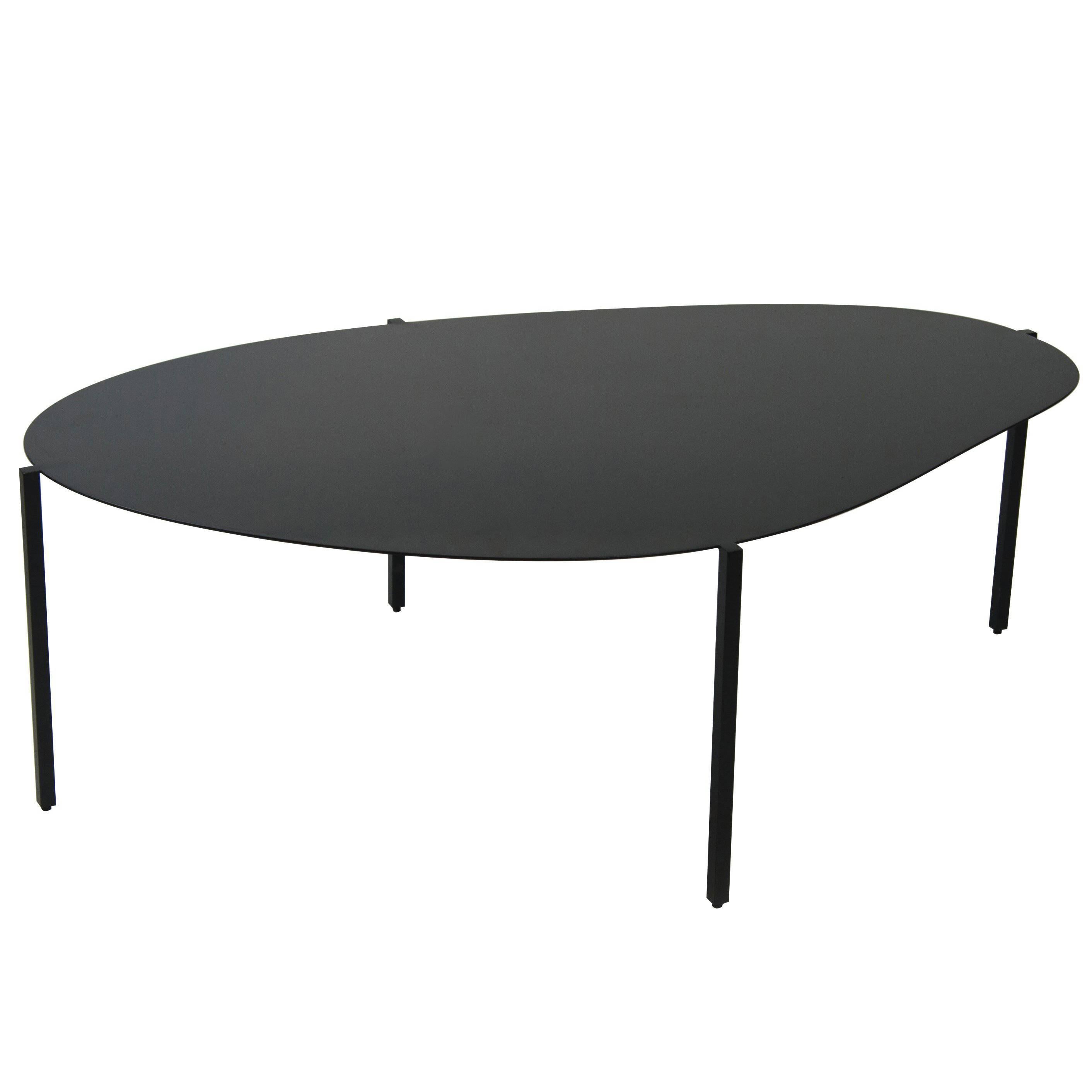 Table basse contemporaine minimaliste organique en acier peint en noir, États-Unis