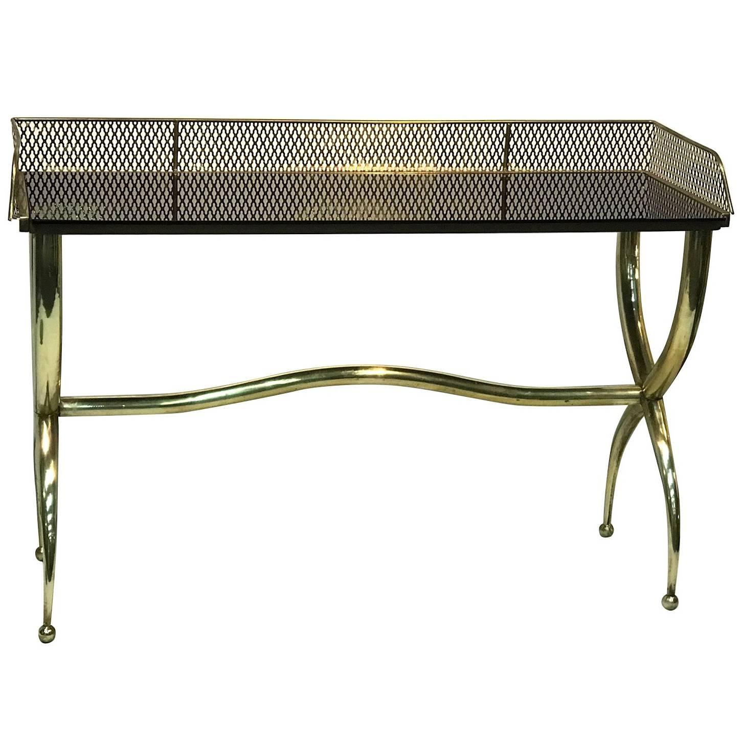 Italian Brass Console Table 20th Century Signed For Sale
