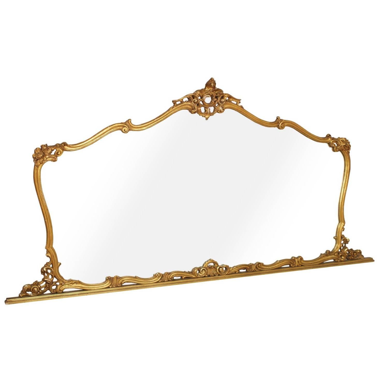 19th Century Venetian Baroque Wall Mirror Hand-Carved Gilt Walnut Gold Leaf