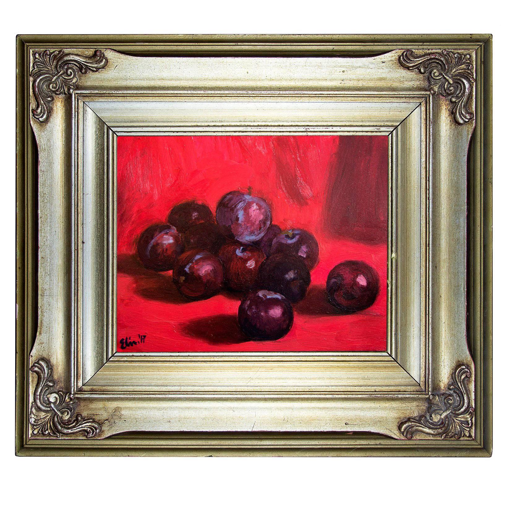 "Still Life with Supine Nere" Framed Original Oil on Canvas Still Life Painting For Sale