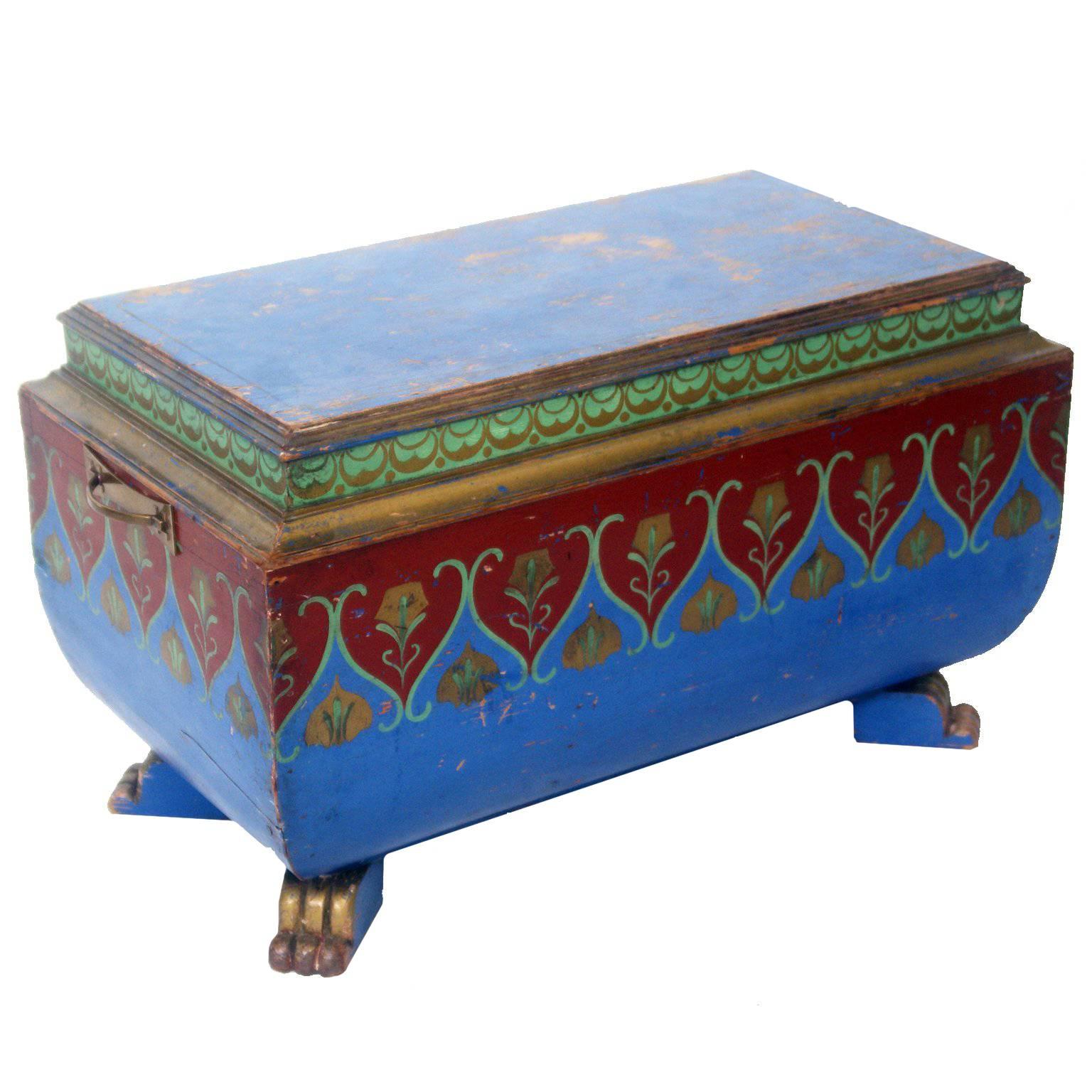 Painted Sarcophagus Side Table or Footstool