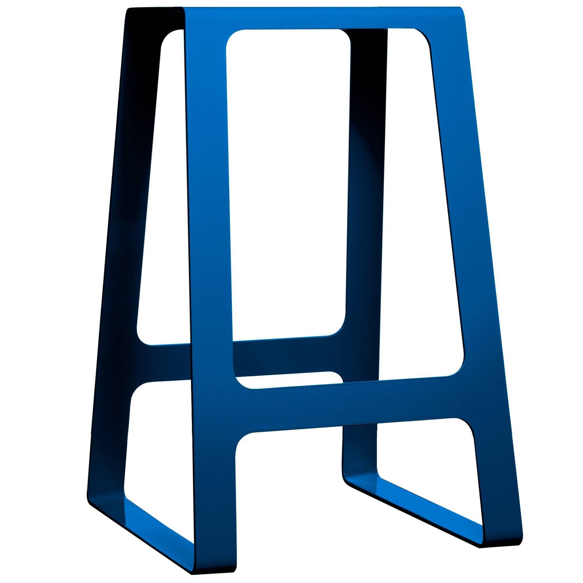 A_Stool Powder Coated Aluminum Counter Height in Signal Blue by Jonathan Nesci For Sale