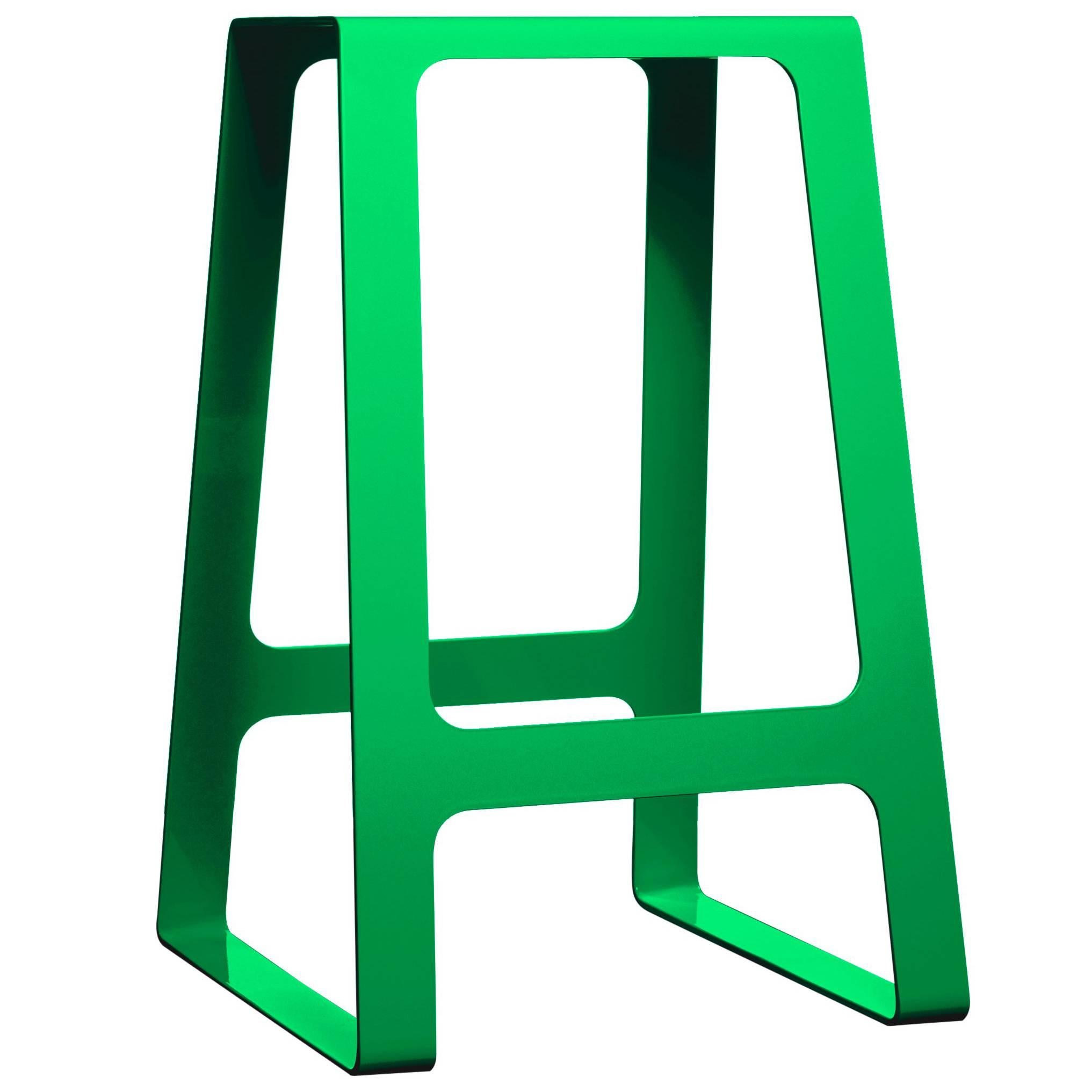 A_Stool Powder Coated Aluminum Counter Height in Traffic Green by Jonathan Nesci For Sale
