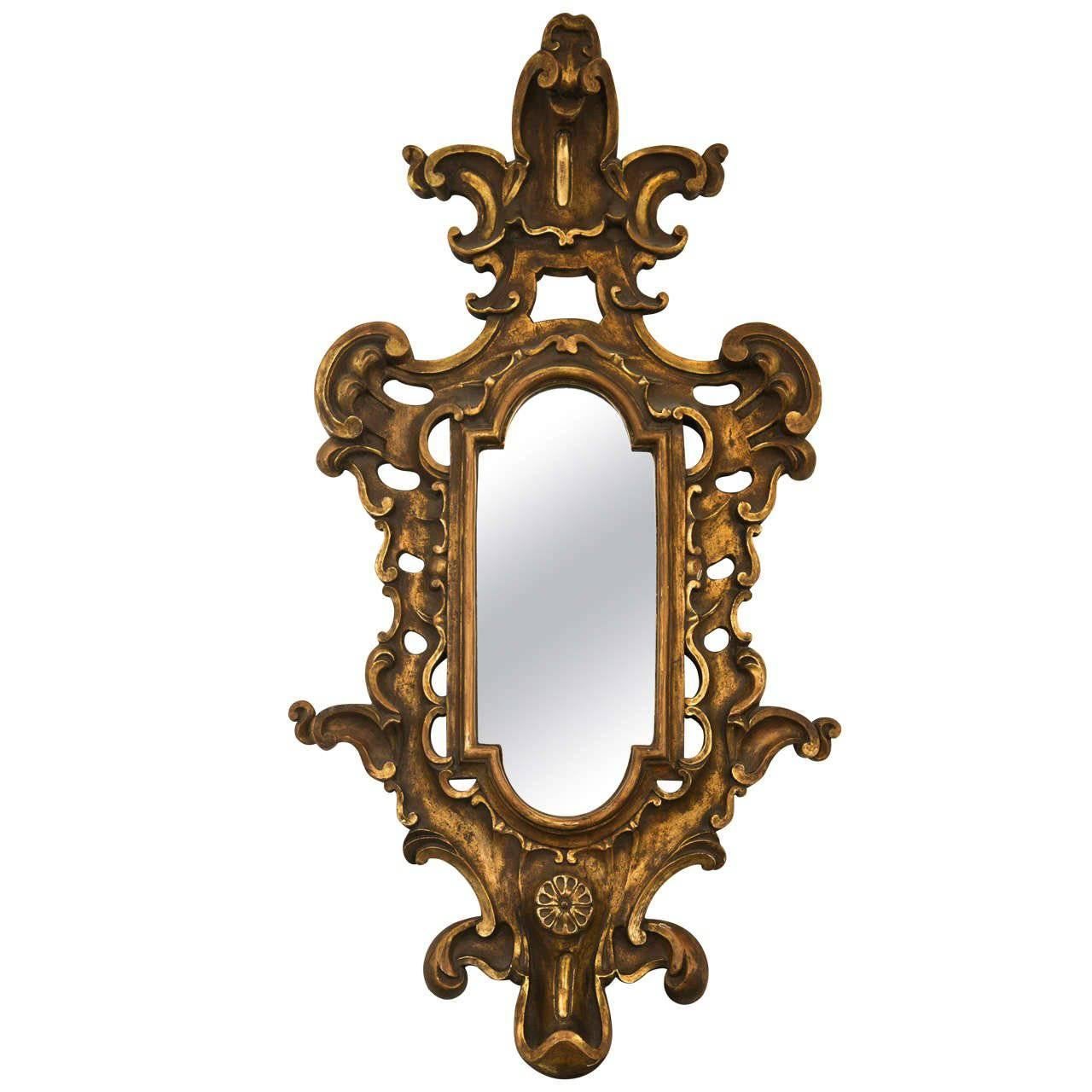 Gilt Carved Wood Baroque Mirror For Sale