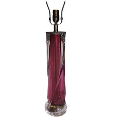 Vintage Italian Amethyst Glass Table Lamp