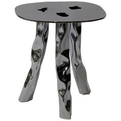 Contemporary Handmade Black Nickel-Plated Brass Side Table by Soft Baroque