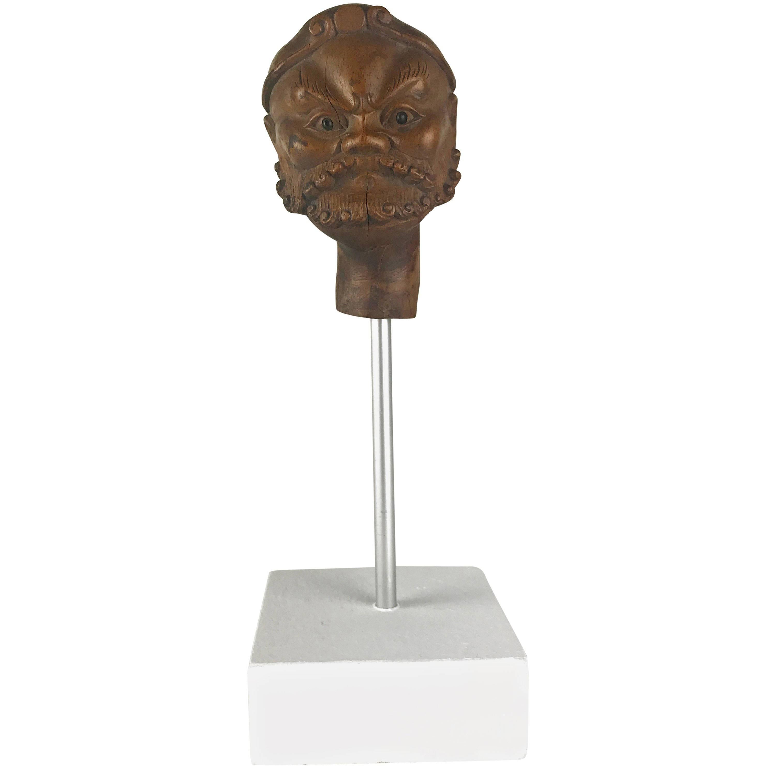 Chinese Head from a Puppet in the Form of a Buddhist Arhatt 19th Century, No 1 For Sale