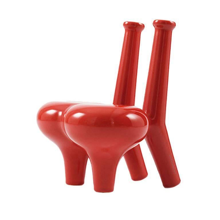 Contemporary Vase Ceramic Red Mini FOC For Sale