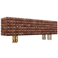 Buffet "Il Pezzo 10 Credenza" en noyer massif - base en laiton doré