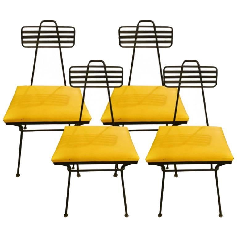 set of 4 Midcentury Bent Iron Dining Chairs