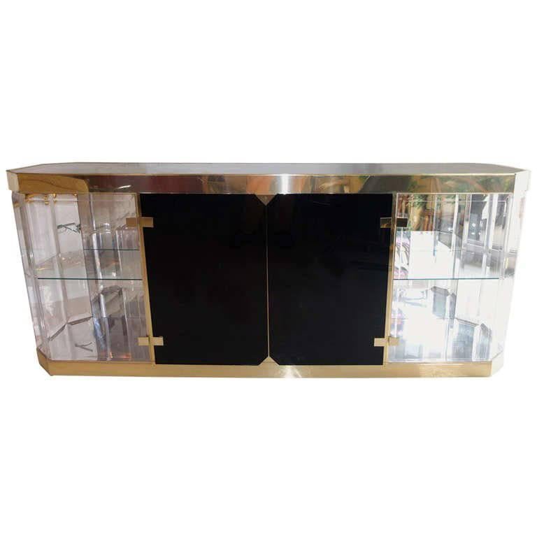 Lucite and Brass Credenza by Antonio Pavia