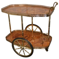 Midcentury Italian Bar Cart with Marquetry Decoration