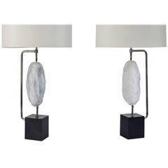 Pair of Quartz Specimen Table Lamps by Laurel