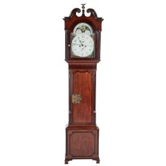 Antique Fantastic Oak 8 Day Painted Face Moonphase Grandfather Clock