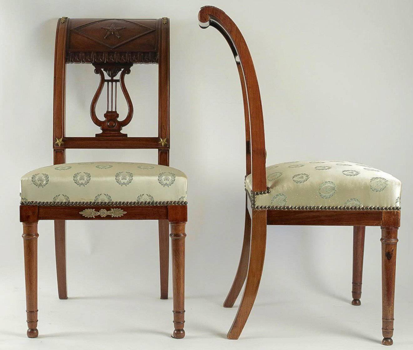 French Consulat Period Set of Four Mahogany Chairs by Jacob Desmalter 1