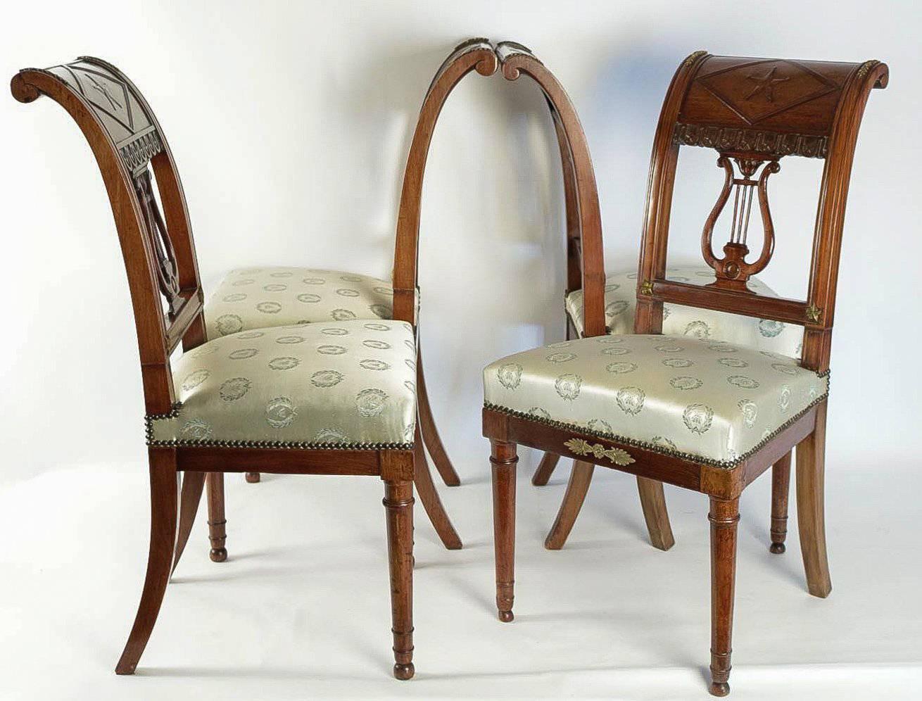French Consulat Period Set of Four Mahogany Chairs by Jacob Desmalter 3