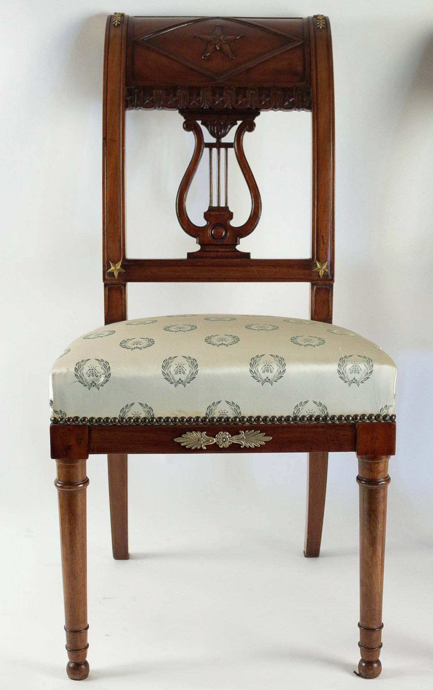 Directoire French Consulat Period Set of Four Mahogany Chairs by Jacob Desmalter