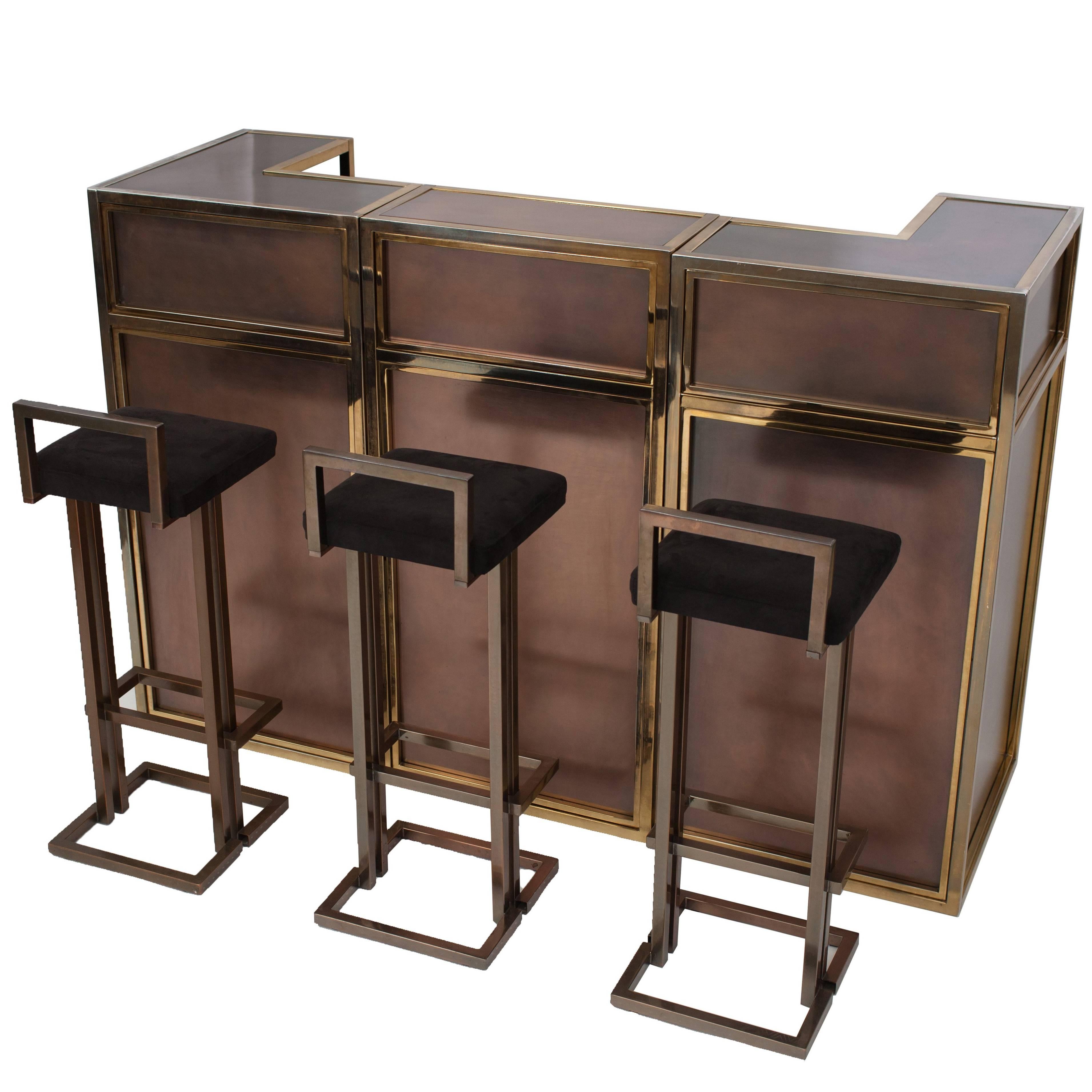 Maison Jansen Copper and Brass Bar Counter