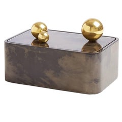 Trocadero Lacquered Goatskin Box in Charcoal