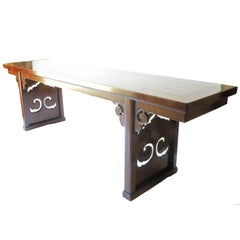Large Antique Chinese Altar Table, Ruyi-Carving, Elmwood, Shanxi