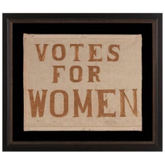 Antique American Suffragette Banner with "Votes for Women" Text, circa 1910-1920