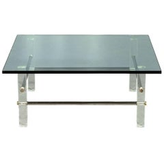 Vintage Acrylic Stainless Steel Glass Top Cocktail Table