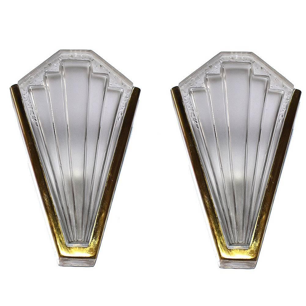 Matching Pair of Art Deco Wall Light Sconces