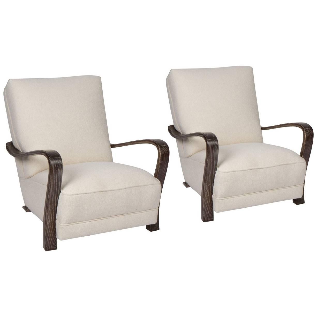 Pair of 1920s French Art Deco Lounge Chairs
