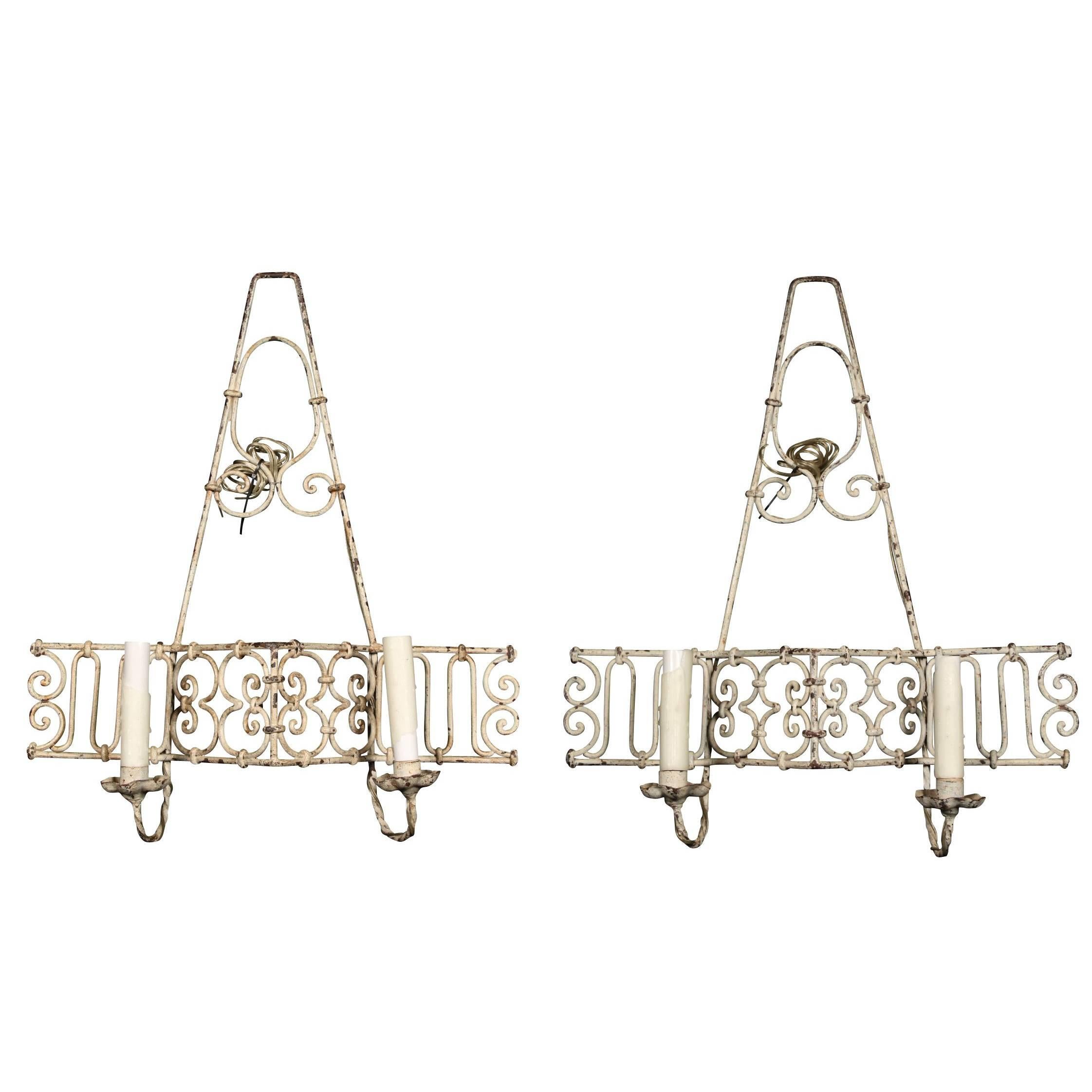 Pair of Hand-Wrought Iron Sconces