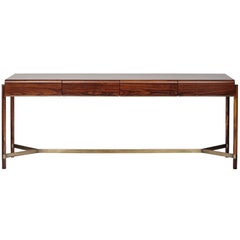 "RAJ" Contemporary Console Table in Hardwood and Brass 