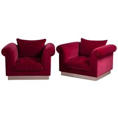 Standard Pair of Deep Buttoned Armchairs by Talisman