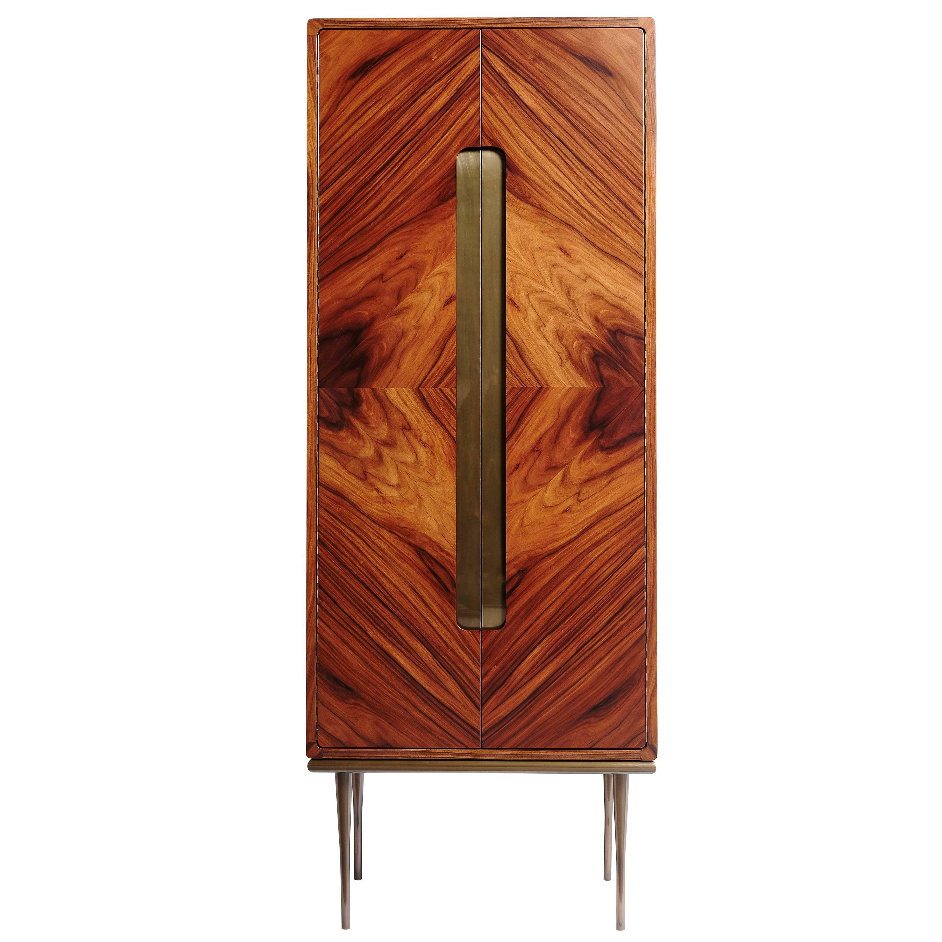 "DEVA" Contemporary Wood with Brass Details fully Handmade Bar