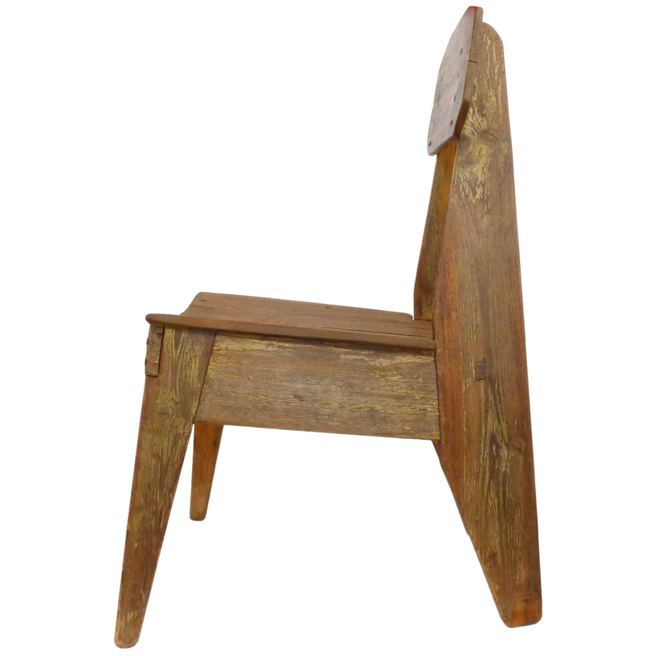 Modernist Slatted-Wood Side Chair For Sale