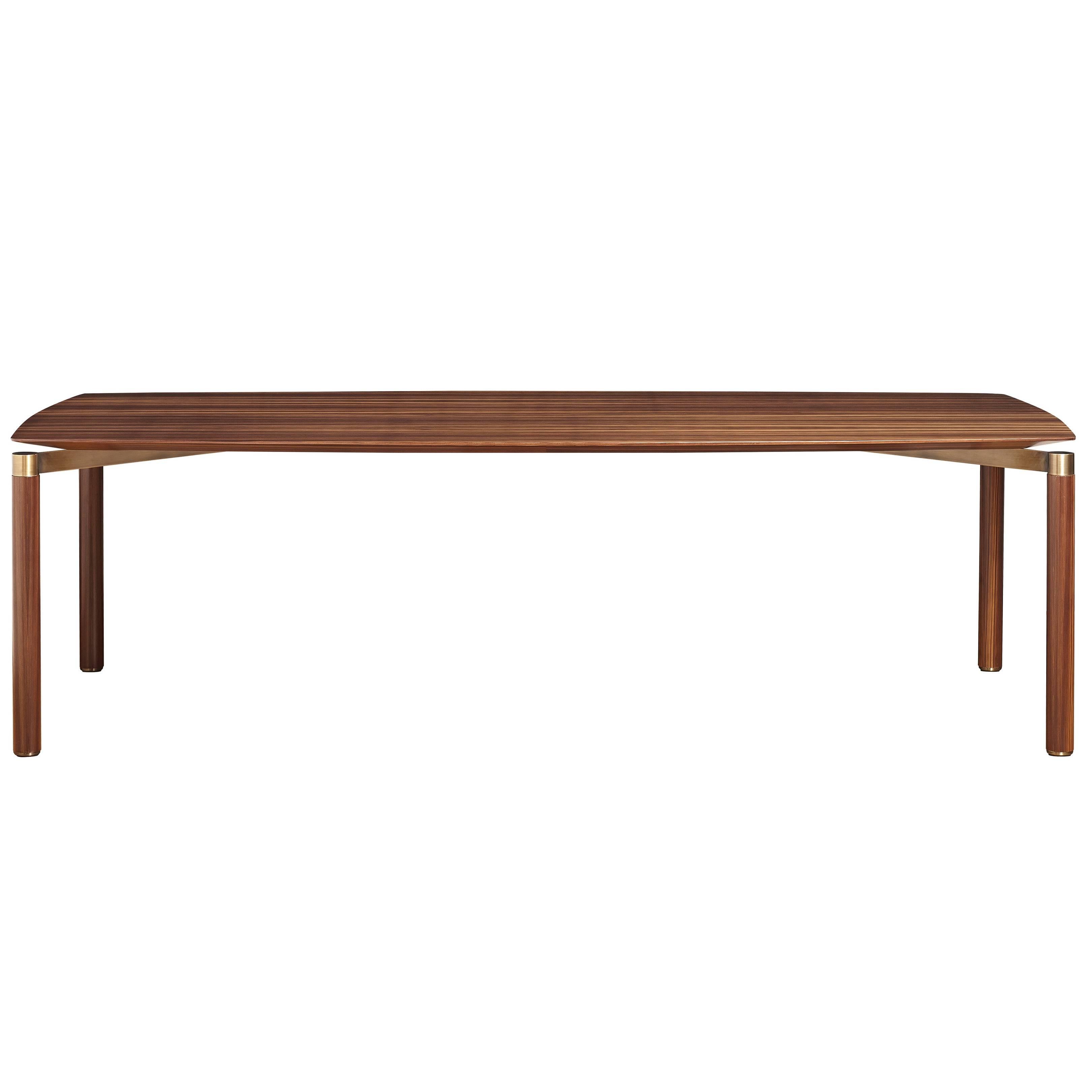 "RAJ" in Smoked Pine and Stainless Steel Dining Table 