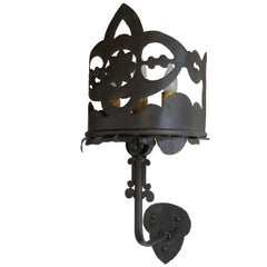 Set of Six Hand Cut Iron Sconces