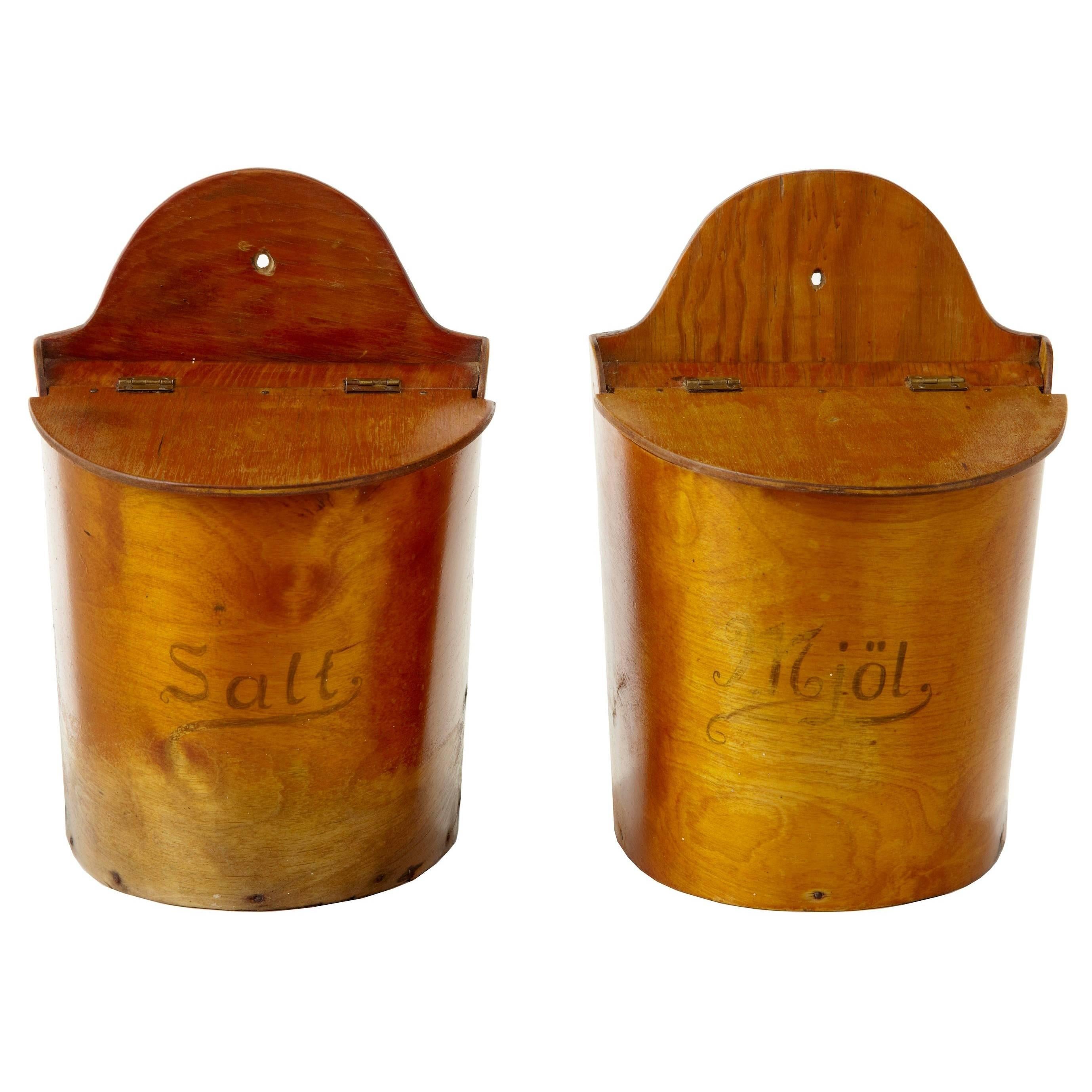 Pair of 19th Century Swedish Birch Salt and Pepper Containers