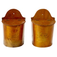 Antique Pair of 19th Century Swedish Birch Salt and Pepper Containers