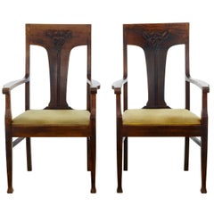 Pair of Late 19th Century Oak Arts & Crafts Armchairs