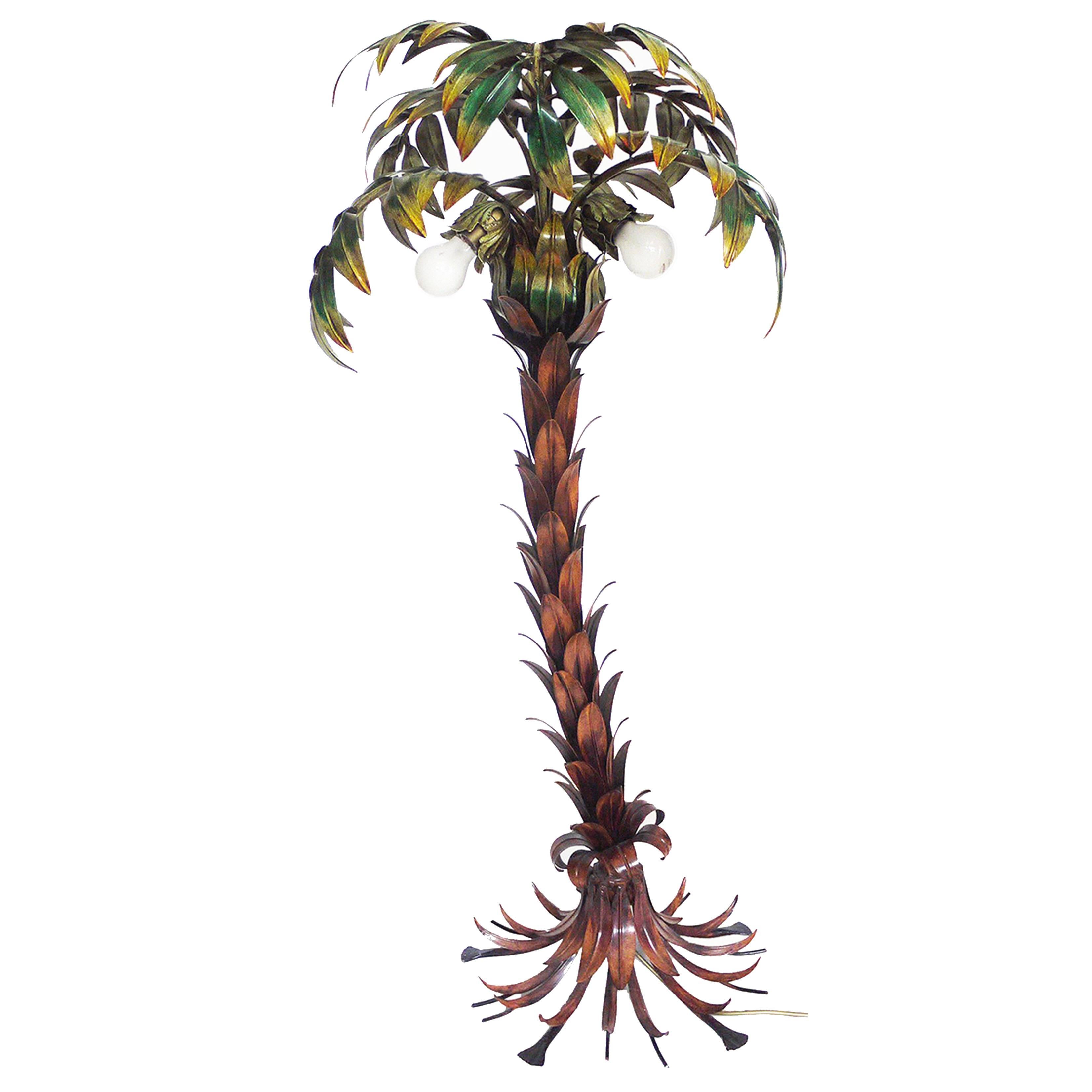 Hans Kogl Palm Tree Floor Lamp Limited Edition Polychrome Metal, Germany, 1970s