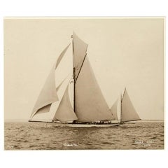 Antique Yacht Sybarite, Early Silver Photographic Print by Beken of Cowes