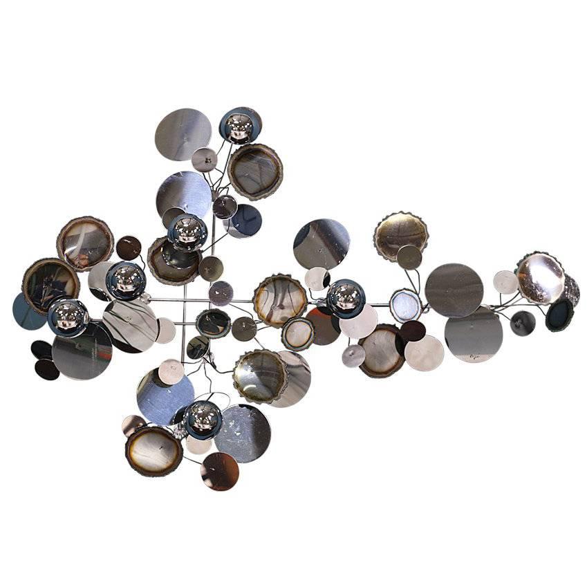 Curtis Jere “Raindrop” Chrome Wall Sculpture for Artisan House