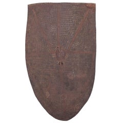 Vintage Nigerian Mofu Patterned Metal Shield, c. 1850