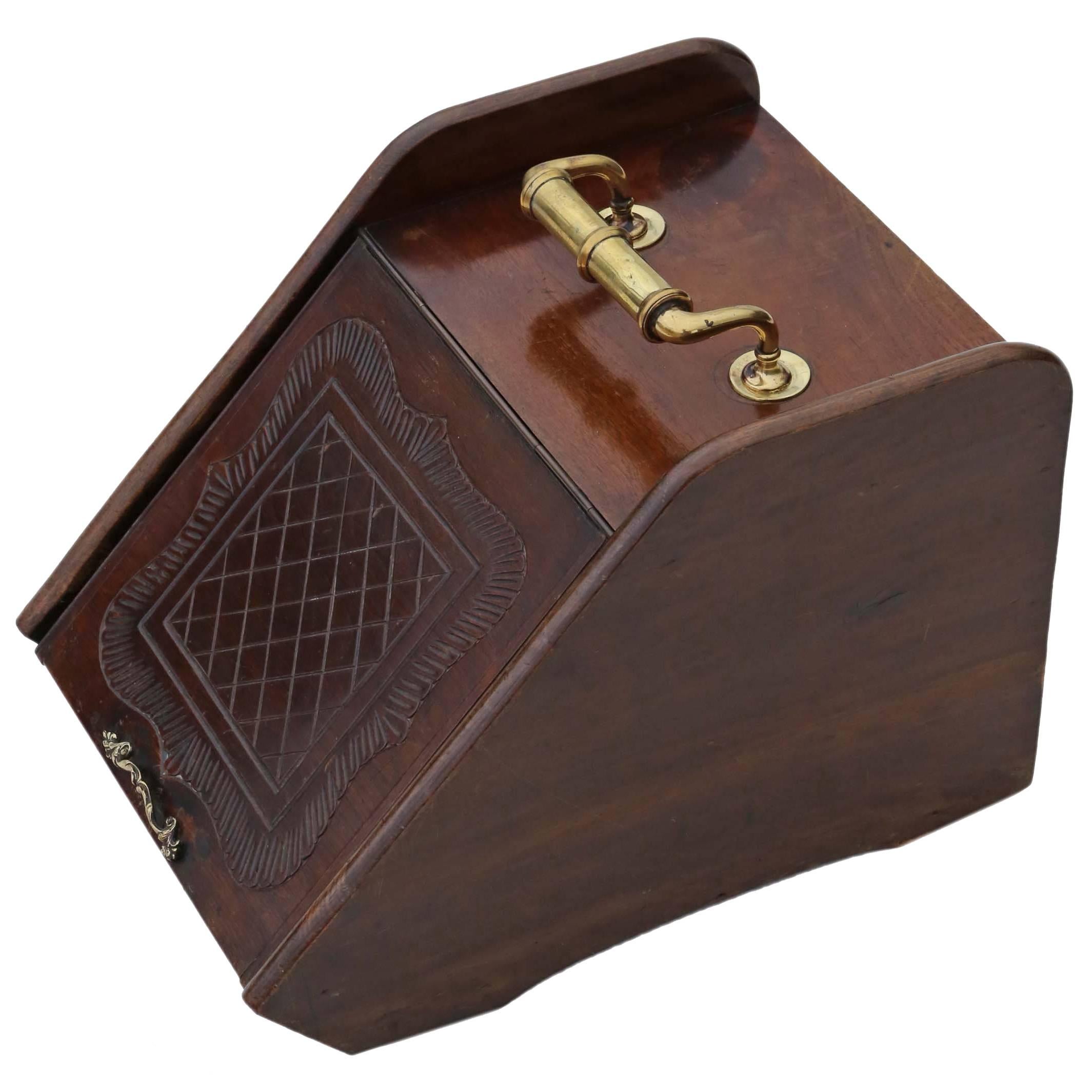 Antique Victorian, circa 1900 Mahogany Coal Scuttle Box or Purdonium For Sale